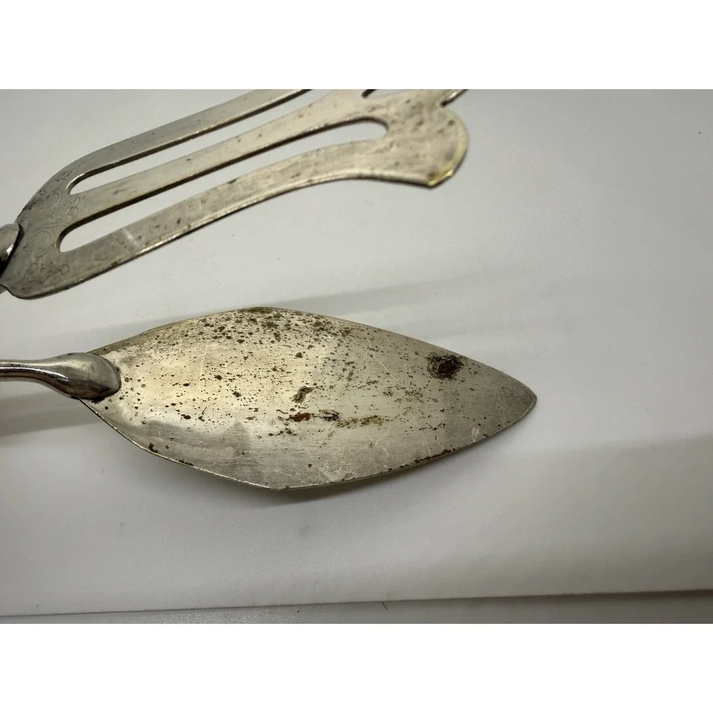 Vintage Italy Silver Plated Scissors-Style Serving Tongs Salad Cake Sandwich